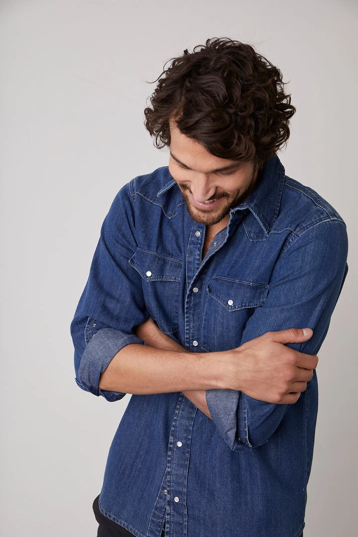 Velvet By Graham & Spencer WAYNE DENIM BUTTON-UP SHIRT Mens 3 Velvet By Graham & Spencer WAYNE DENIM BUTTON-UP SHIRT Mens
