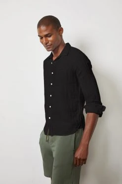 Velvet By Graham & Spencer ELTON COTTON WOVEN BUTTON-UP SHIRT Mens 19 Velvet By Graham & Spencer ELTON COTTON WOVEN BUTTON-UP SHIRT Mens
