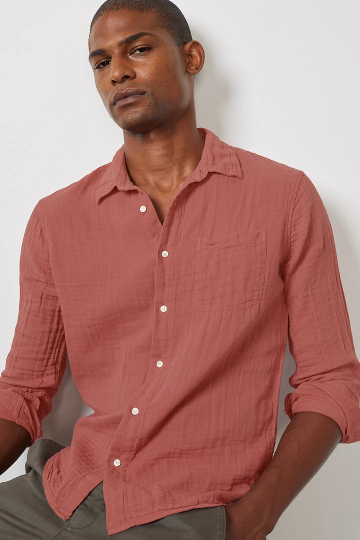 Velvet By Graham & Spencer ELTON COTTON WOVEN BUTTON-UP SHIRT Mens 15 Velvet By Graham & Spencer ELTON COTTON WOVEN BUTTON-UP SHIRT Mens