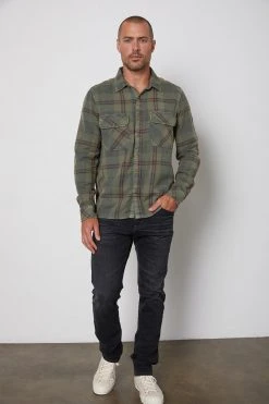 Velvet By Graham & Spencer KIRK PLAID BUTTON-UP SHIRT Mens 20 Velvet By Graham & Spencer KIRK PLAID BUTTON-UP SHIRT Mens