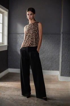 Velvet By Graham & Spencer YVES SEQUIN LEOPARD PRINT BLOUSE
